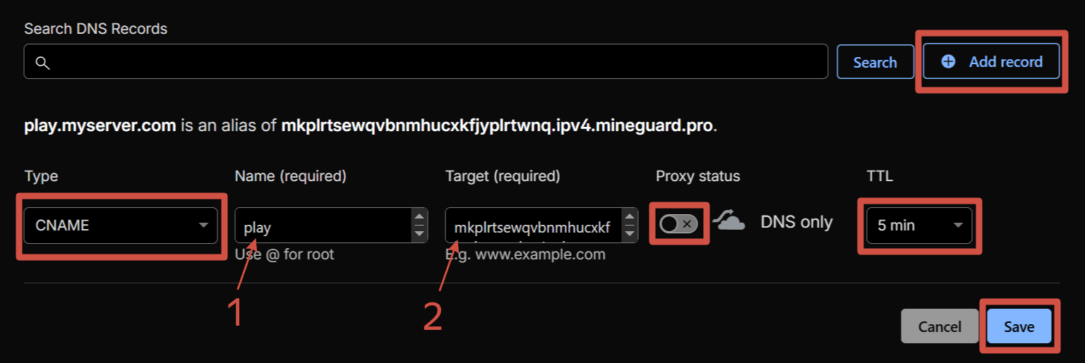 DNS setup in Cloudflare